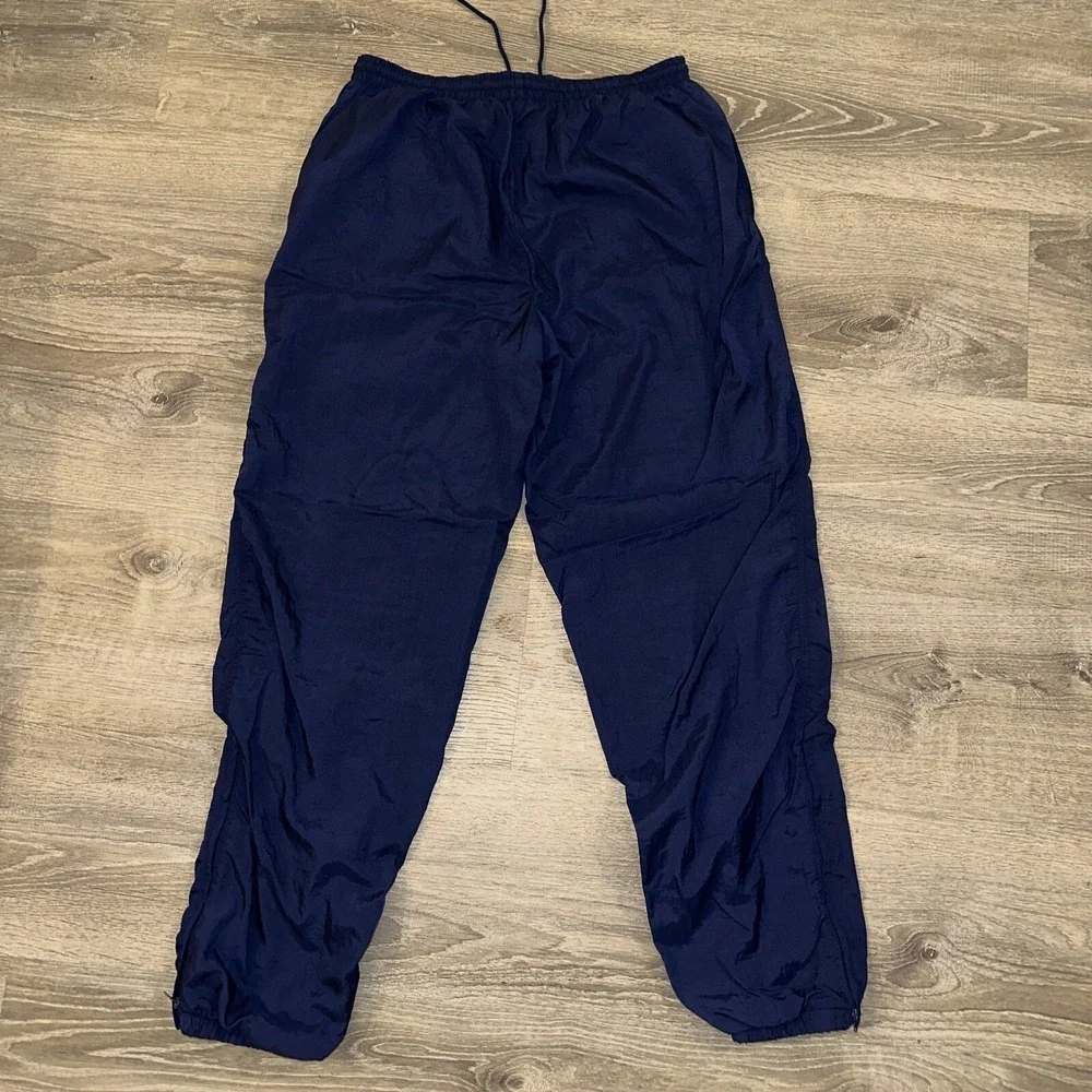 Vintage Nike Jogger Pants Mens Medium Navy Blue  Track Y2K Lined Ankle Zip